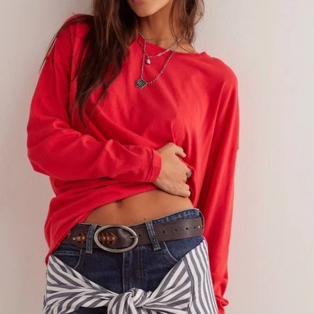 NWOT Free people Nina Long sleeve (red)- size LARGE